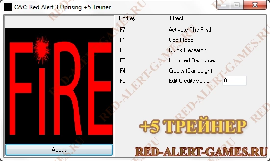 +5 трейнер для Red Alert 3 Uprising